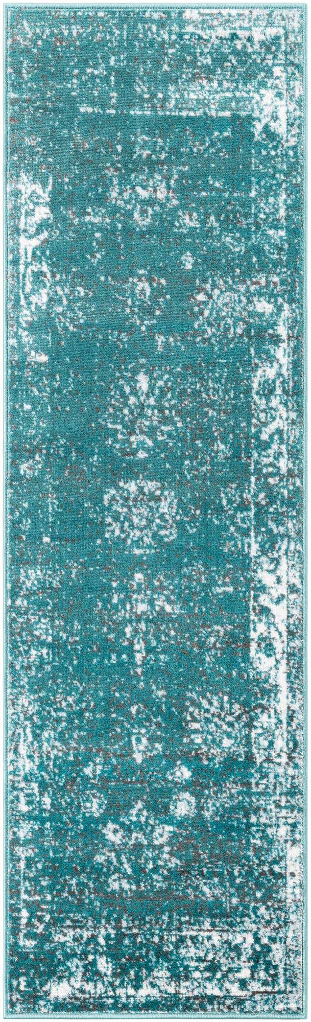 Turquoise 2' x 6' 7 Sofia Runner Area Rug Durable Easy Clean Stain Resistant Unique Carpet for Affordable Interior Home Design for Sale at Rug Engine