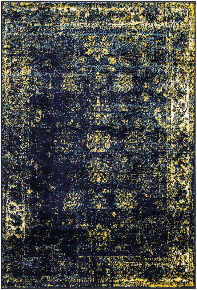 Navy Blue 4' 1 x 6' 1 Sofia Rectangle Area Rug Durable Easy Clean Stain Resistant Unique Carpet for Affordable Interior Home Design for Sale at Rug Engine