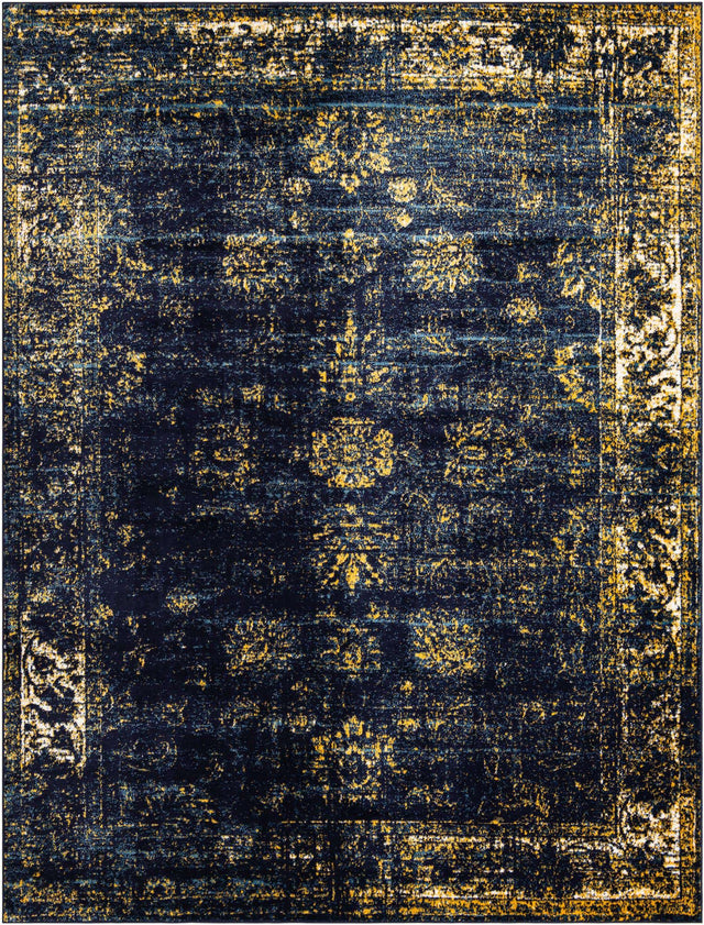Navy Blue 9' x 12' Sofia Rectangle Area Rug Durable Easy Clean Stain Resistant Unique Carpet for Affordable Interior Home Design for Sale at Rug Engine