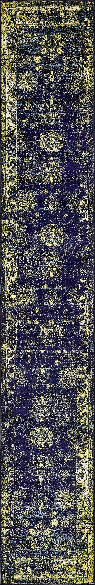Navy Blue 2' x 13' 1 Sofia Runner Area Rug Durable Easy Clean Stain Resistant Unique Carpet for Affordable Interior Home Design for Sale at Rug Engine