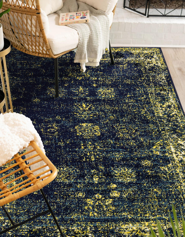 Navy Blue 9' x 12' Sofia Rectangle Area Rug Durable Easy Clean Stain Resistant Unique Carpet for Affordable Interior Home Design for Sale at Rug Engine