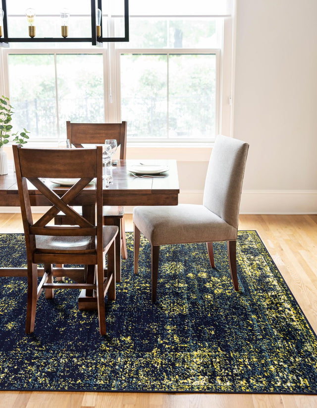 Navy Blue 7' 10 x 10' Sofia Rectangle Area Rug Durable Easy Clean Stain Resistant Unique Carpet for Affordable Interior Home Design for Sale at Rug Engine