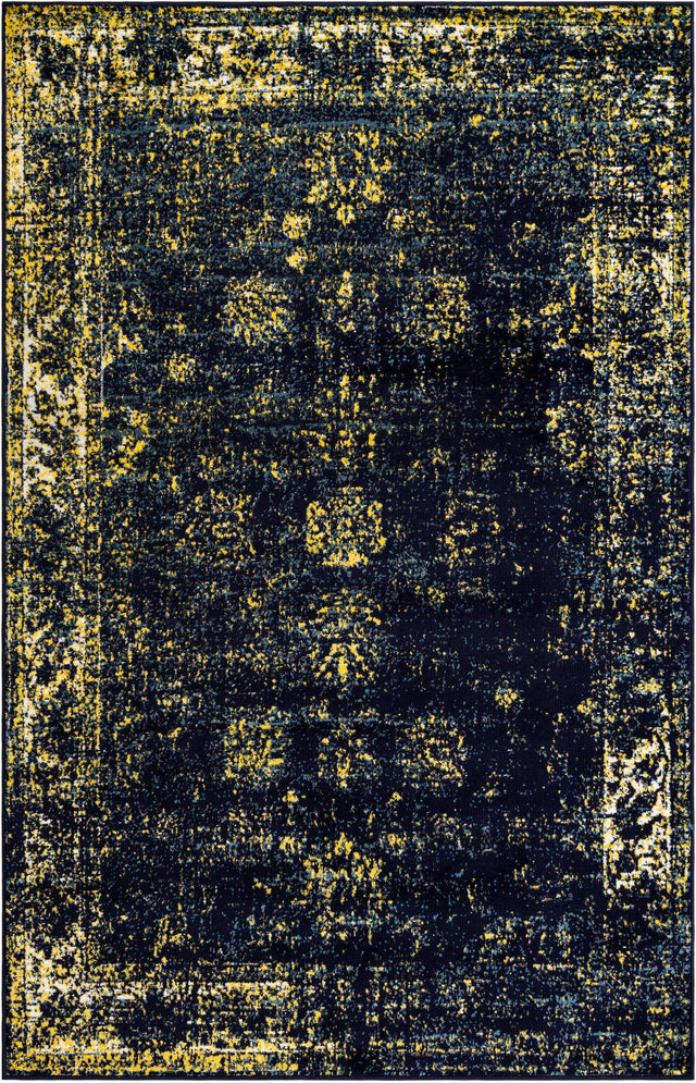 Navy Blue 5' 3 x 8' Sofia Rectangle Area Rug Durable Easy Clean Stain Resistant Unique Carpet for Affordable Interior Home Design for Sale at Rug Engine