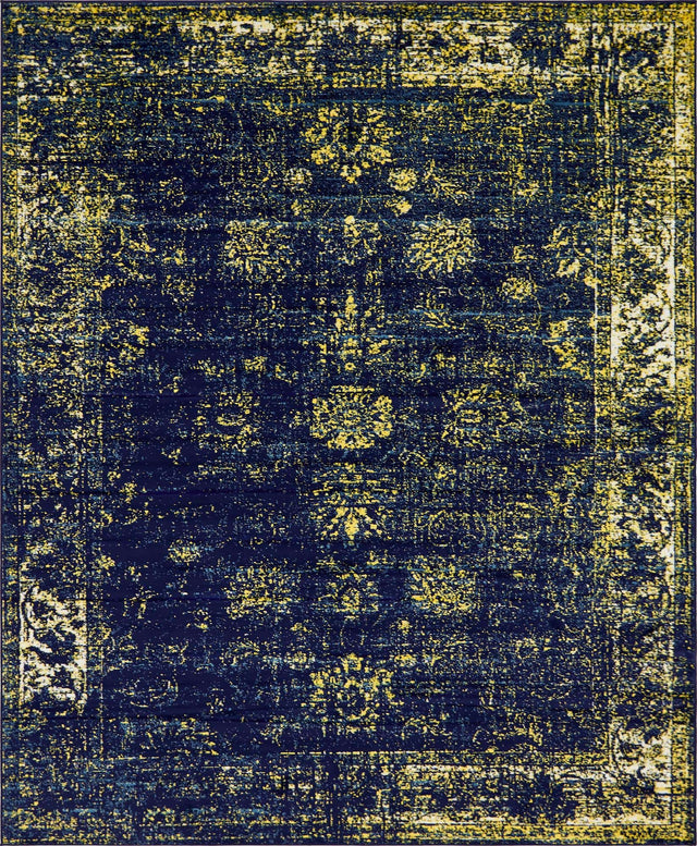Navy Blue 7' 10 x 10' Sofia Rectangle Area Rug Durable Easy Clean Stain Resistant Unique Carpet for Affordable Interior Home Design for Sale at Rug Engine