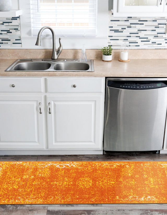 Orange 3' 3 x 16' 5 Sofia Runner Area Rug Durable Easy Clean Stain Resistant Unique Carpet for Affordable Interior Home Design for Sale at Rug Engine
