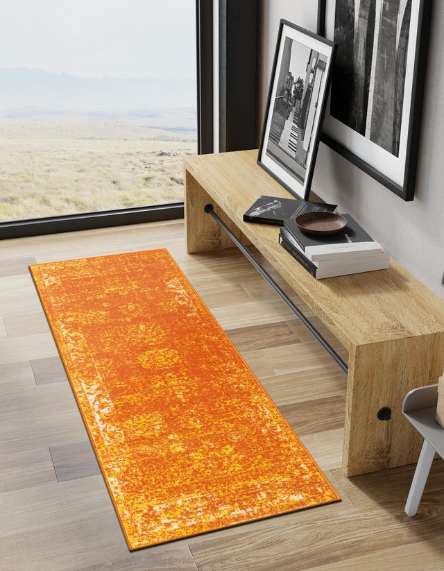 Orange 2' x 6' 7 Sofia Runner Area Rug Durable Easy Clean Stain Resistant Unique Carpet for Affordable Interior Home Design for Sale at Rug Engine