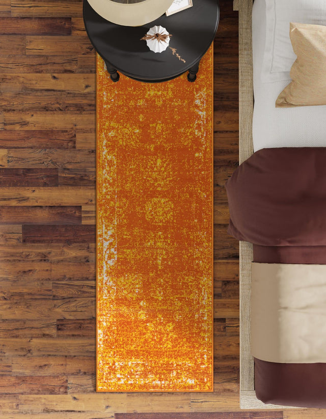 Orange 2' x 6' 7 Sofia Runner Area Rug Durable Easy Clean Stain Resistant Unique Carpet for Affordable Interior Home Design for Sale at Rug Engine