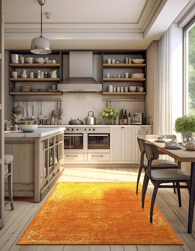 Orange 5' 3 x 8' Sofia Rectangle Area Rug Durable Easy Clean Stain Resistant Unique Carpet for Affordable Interior Home Design for Sale at Rug Engine