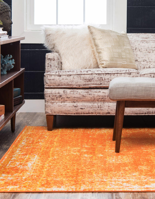 Orange 7' 10 x 10' Sofia Rectangle Area Rug Durable Easy Clean Stain Resistant Unique Carpet for Affordable Interior Home Design for Sale at Rug Engine