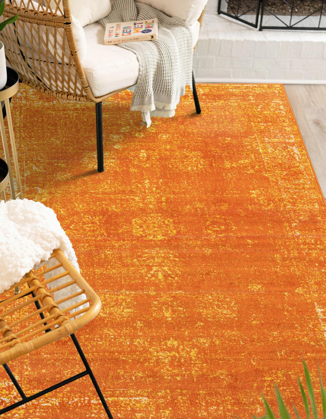 Orange 6' 1 x 9' Sofia Rectangle Area Rug Durable Easy Clean Stain Resistant Unique Carpet for Affordable Interior Home Design for Sale at Rug Engine
