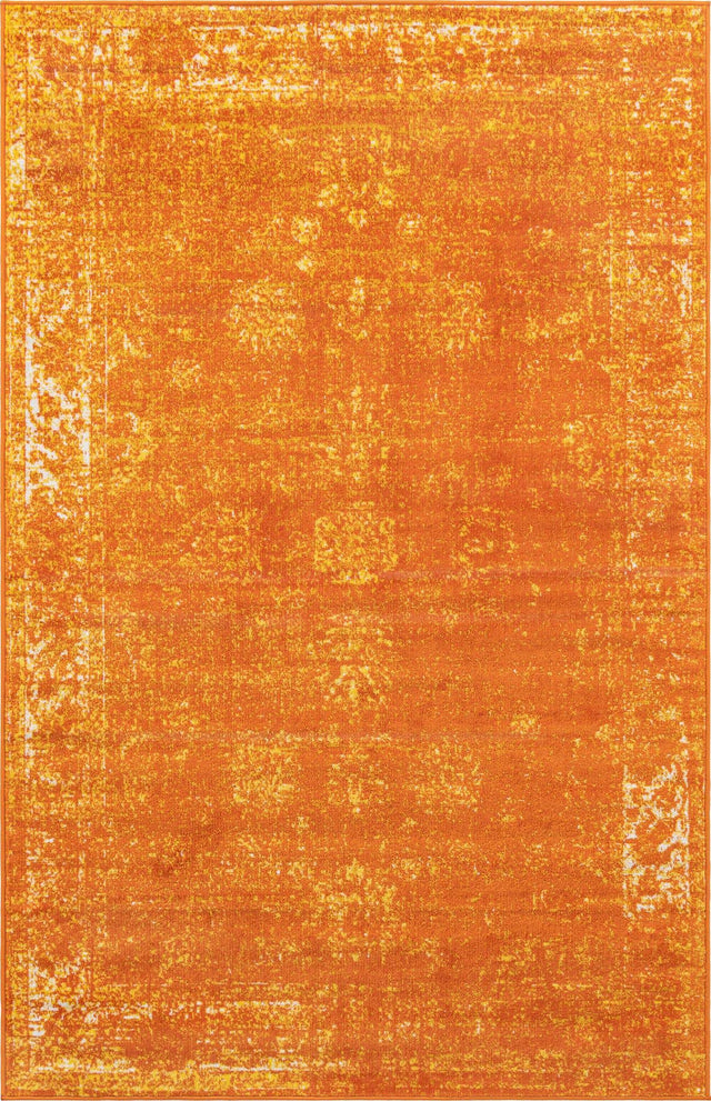 Orange 5' 3 x 8' Sofia Rectangle Area Rug Durable Easy Clean Stain Resistant Unique Carpet for Affordable Interior Home Design for Sale at Rug Engine
