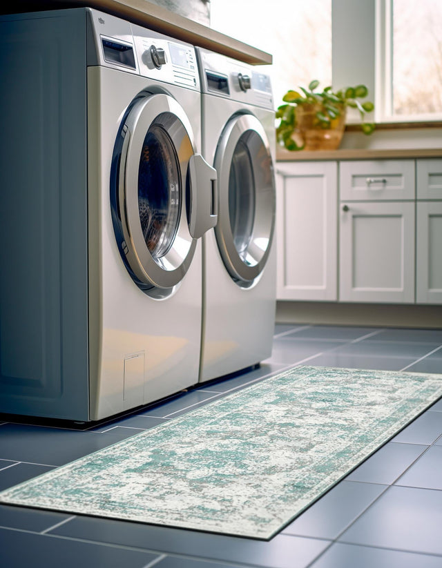 Turquoise 2' x 6' 7 Sofia Runner Area Rug Durable Easy Clean Stain Resistant Unique Carpet for Affordable Interior Home Design for Sale at Rug Engine