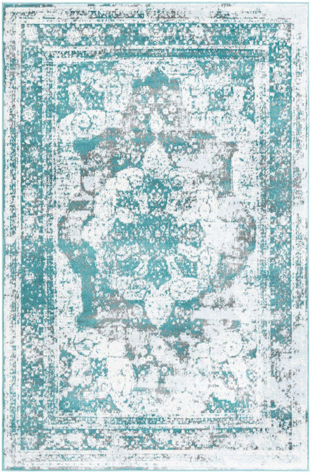 Turquoise 5' 3 x 8' Sofia Rectangle Area Rug Durable Easy Clean Stain Resistant Unique Carpet for Affordable Interior Home Design for Sale at Rug Engine