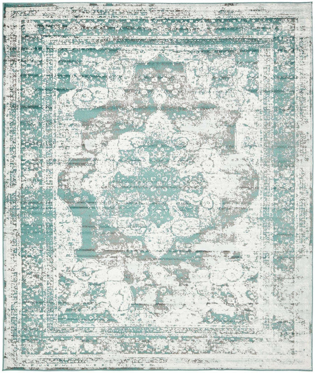 Turquoise 7' 10 x 10' Sofia Rectangle Area Rug Durable Easy Clean Stain Resistant Unique Carpet for Affordable Interior Home Design for Sale at Rug Engine