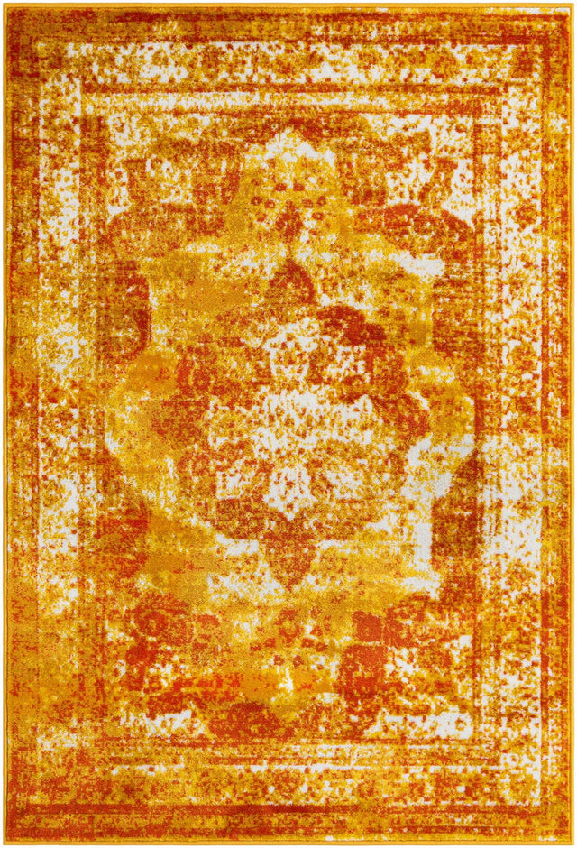 Orange 4' 1 x 6' 1 Sofia Rectangle Area Rug Durable Easy Clean Stain Resistant Unique Carpet for Affordable Interior Home Design for Sale at Rug Engine