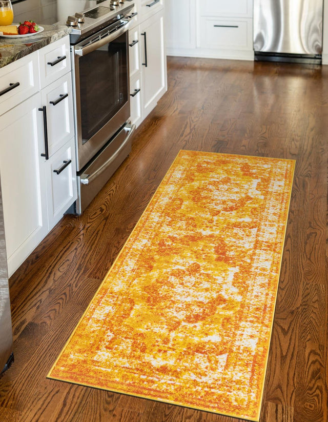 Orange 2' x 6' 7 Sofia Runner Area Rug Durable Easy Clean Stain Resistant Unique Carpet for Affordable Interior Home Design for Sale at Rug Engine