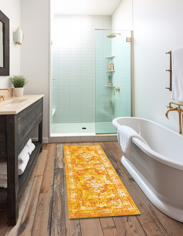 Orange 2' x 9' 10 Sofia Runner Area Rug Durable Easy Clean Stain Resistant Unique Carpet for Affordable Interior Home Design for Sale at Rug Engine