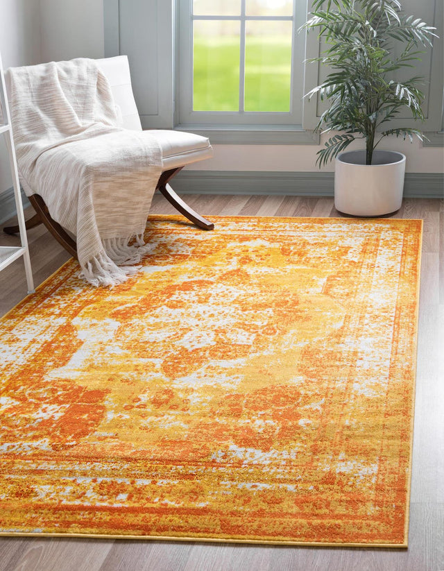 Orange 9' x 12' Sofia Rectangle Area Rug Durable Easy Clean Stain Resistant Unique Carpet for Affordable Interior Home Design for Sale at Rug Engine