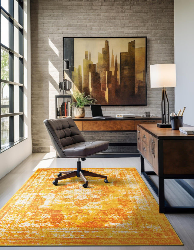 Orange 3' 1 x 5' 3 Sofia Rectangle Area Rug Durable Easy Clean Stain Resistant Unique Carpet for Affordable Interior Home Design for Sale at Rug Engine