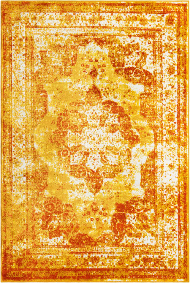 Orange 5' 3 x 8' Sofia Rectangle Area Rug Durable Easy Clean Stain Resistant Unique Carpet for Affordable Interior Home Design for Sale at Rug Engine