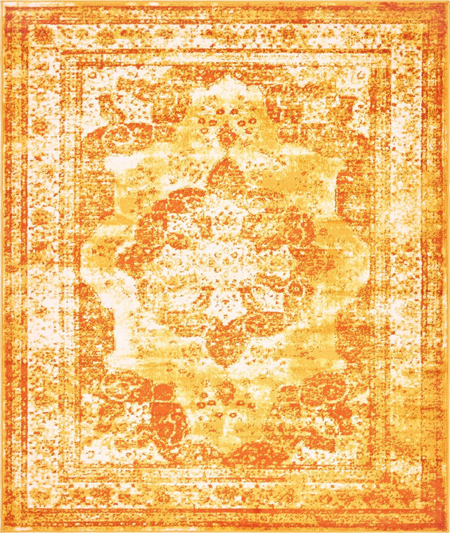 Orange 7' 10 x 10' Sofia Rectangle Area Rug Durable Easy Clean Stain Resistant Unique Carpet for Affordable Interior Home Design for Sale at Rug Engine