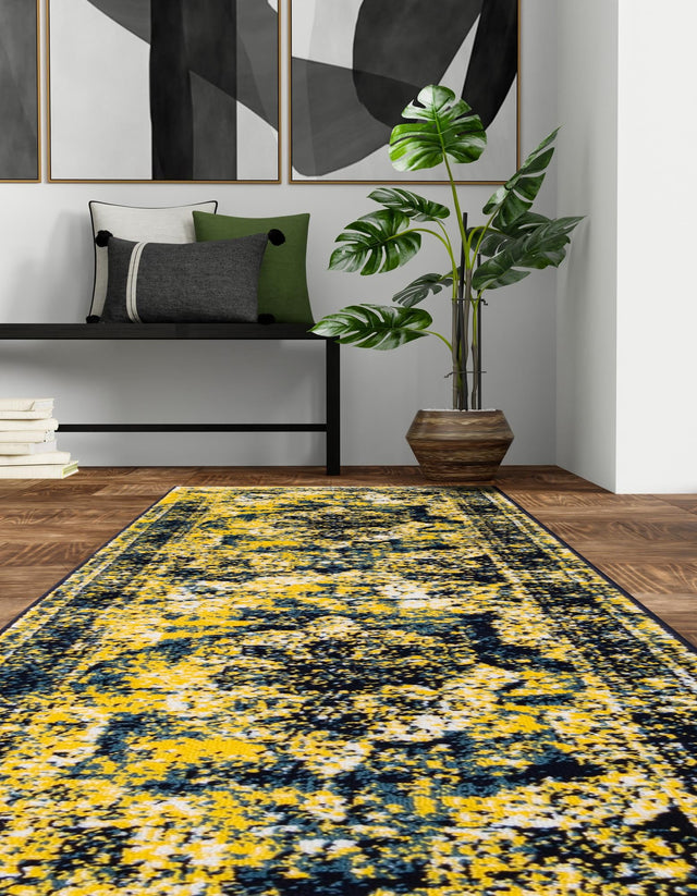 Navy Blue 3' 3 x 19' 8 Sofia Runner Area Rug Durable Easy Clean Stain Resistant Unique Carpet for Affordable Interior Home Design for Sale at Rug Engine