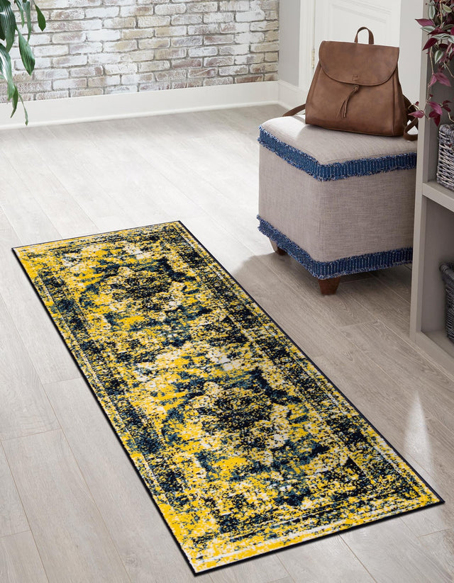 Navy Blue 2' x 9' 10 Sofia Runner Area Rug Durable Easy Clean Stain Resistant Unique Carpet for Affordable Interior Home Design for Sale at Rug Engine