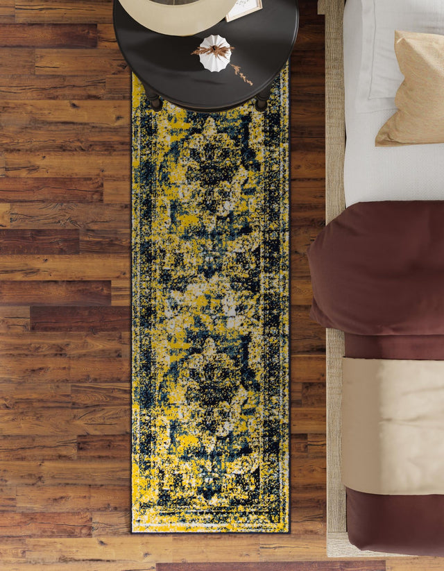 Navy Blue 2' x 13' 1 Sofia Runner Area Rug Durable Easy Clean Stain Resistant Unique Carpet for Affordable Interior Home Design for Sale at Rug Engine