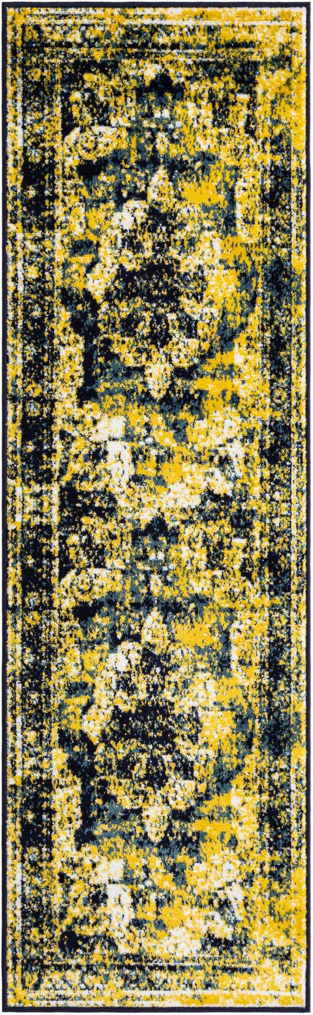 Navy Blue 2' x 6' 7 Sofia Runner Area Rug Durable Easy Clean Stain Resistant Unique Carpet for Affordable Interior Home Design for Sale at Rug Engine