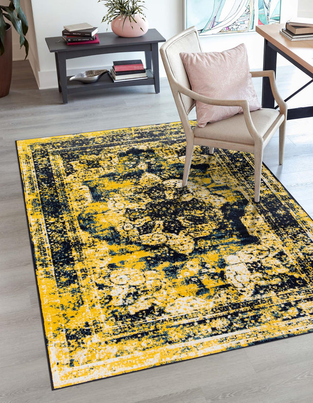 Navy Blue 6' 1 x 9' Sofia Rectangle Area Rug Durable Easy Clean Stain Resistant Unique Carpet for Affordable Interior Home Design for Sale at Rug Engine