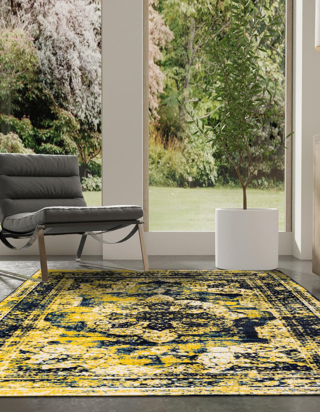 Navy Blue 4' 1 x 6' 1 Sofia Rectangle Area Rug Durable Easy Clean Stain Resistant Unique Carpet for Affordable Interior Home Design for Sale at Rug Engine