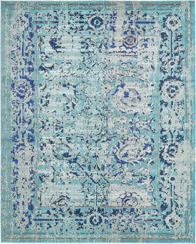 Light Blue 8' x 10' Medici Rectangle Area Rug 100% Polypropylene Traditional Vintage Classic Carpet for Home Interior Design Decor for Sale at Rug Engine