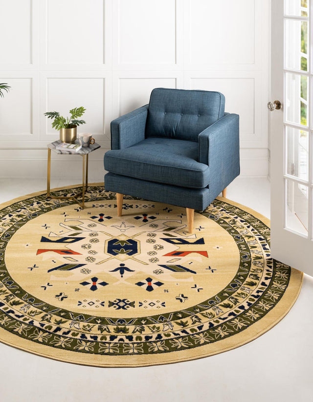 Cream 7' 10 x 7' 10 Taftan Round Area Rug