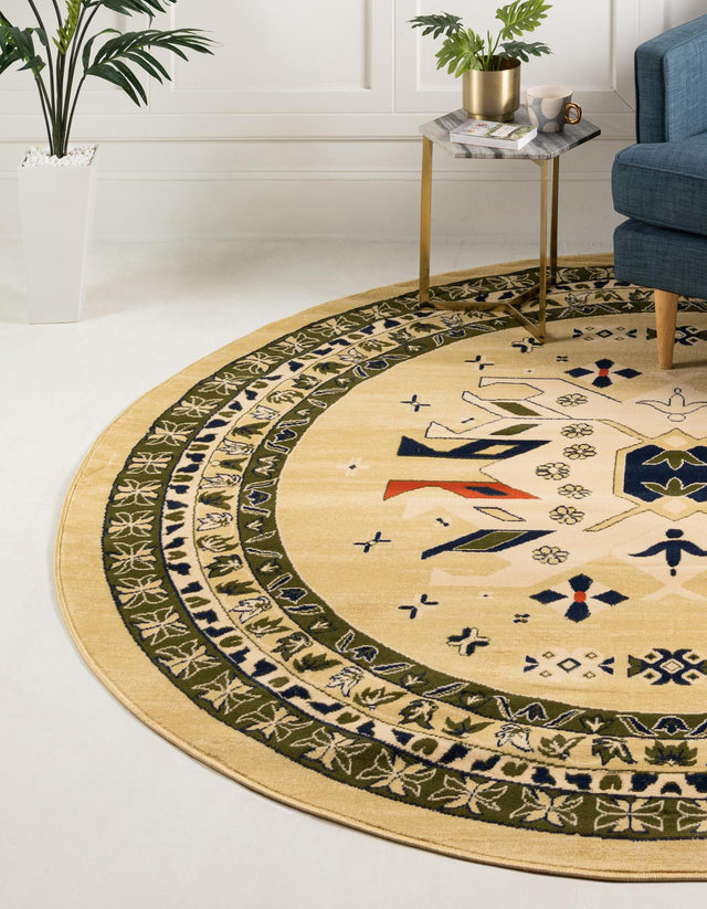 Cream 7' 10 x 7' 10 Taftan Round Area Rug