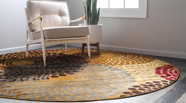 Beige 7' 10 x 7' 10 Barista Round Area Rug 100% Polypropylene Abstract Modern Geometric Carpet for Living Room Dining Office Dorm Room Decor for Sale at Rug Engine
