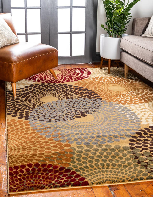 Beige 7' 10 x 10' Barista Rectangle Area Rug 100% Polypropylene Abstract Modern Geometric Carpet for Living Room Dining Office Dorm Room Decor for Sale at Rug Engine