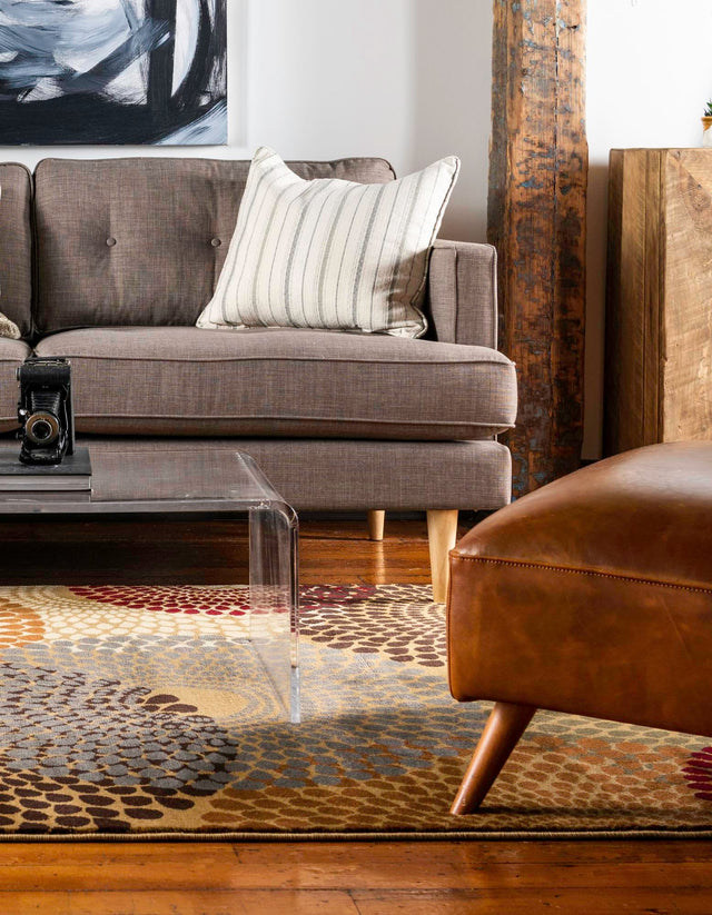 Beige 7' 1 x 10' Barista Rectangle Area Rug 100% Polypropylene Abstract Modern Geometric Carpet for Living Room Dining Office Dorm Room Decor for Sale at Rug Engine