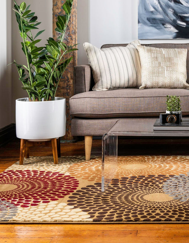 Beige 5' 3 x 8' Barista Rectangle Area Rug 100% Polypropylene Abstract Modern Geometric Carpet for Living Room Dining Office Dorm Room Decor for Sale at Rug Engine