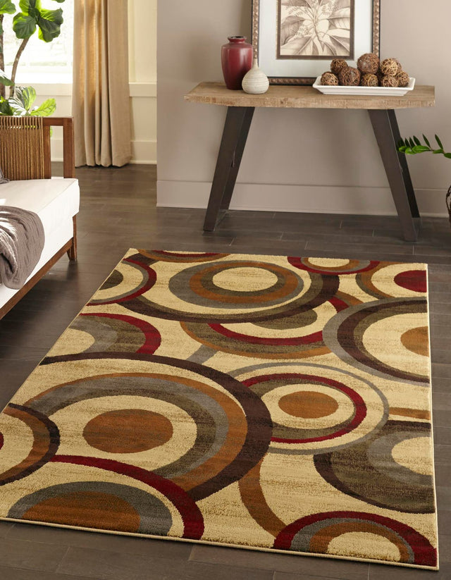 Beige 9' x 12' Barista Rectangle Area Rug 100% Polypropylene Abstract Modern Geometric Carpet for Living Room Dining Office Dorm Room Decor for Sale at Rug Engine