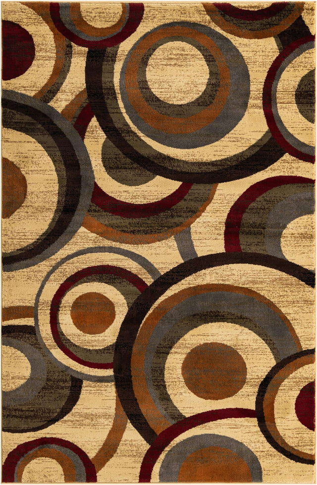 Beige 5' 3 x 8' Barista Rectangle Area Rug 100% Polypropylene Abstract Modern Geometric Carpet for Living Room Dining Office Dorm Room Decor for Sale at Rug Engine