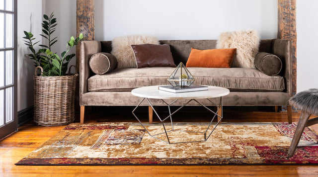 Beige 5' 3 x 8' Barista Rectangle Area Rug 100% Polypropylene Abstract Modern Geometric Carpet for Living Room Dining Office Dorm Room Decor for Sale at Rug Engine