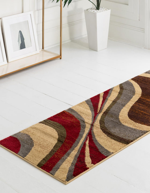 Beige 2' x 8' Barista Runner Area Rug 100% Polypropylene Abstract Modern Geometric Carpet for Living Room Dining Office Dorm Room Decor for Sale at Rug Engine