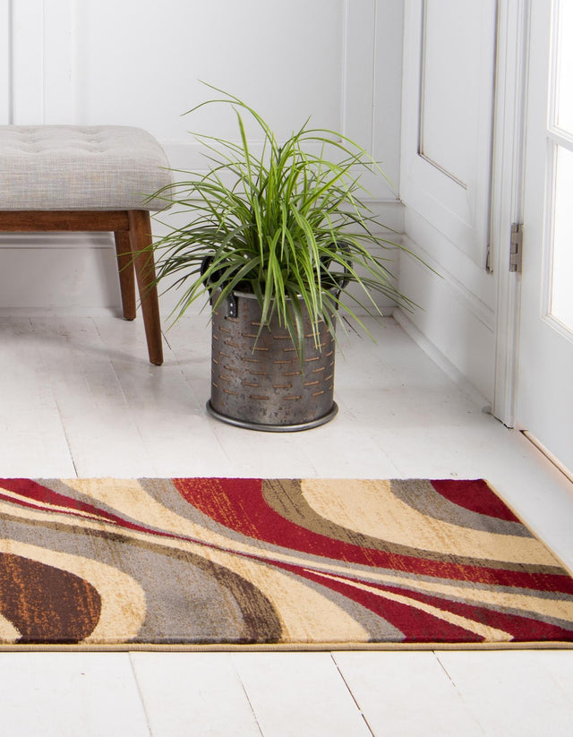 Beige 2' x 8' Barista Runner Area Rug 100% Polypropylene Abstract Modern Geometric Carpet for Living Room Dining Office Dorm Room Decor for Sale at Rug Engine