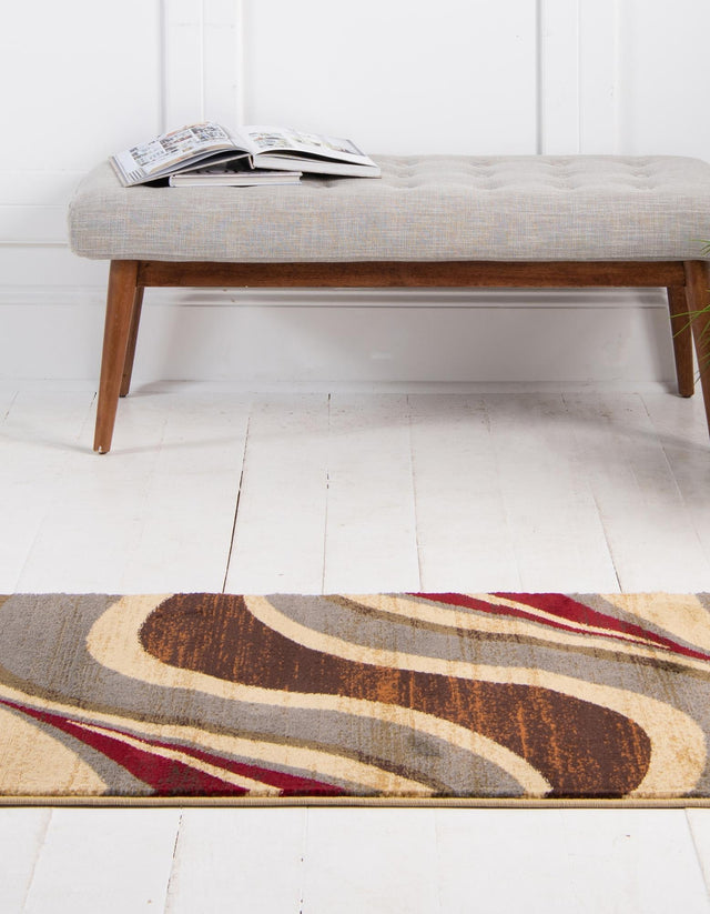 Beige 2' 2 x 10' Barista Runner Area Rug 100% Polypropylene Abstract Modern Geometric Carpet for Living Room Dining Office Dorm Room Decor for Sale at Rug Engine