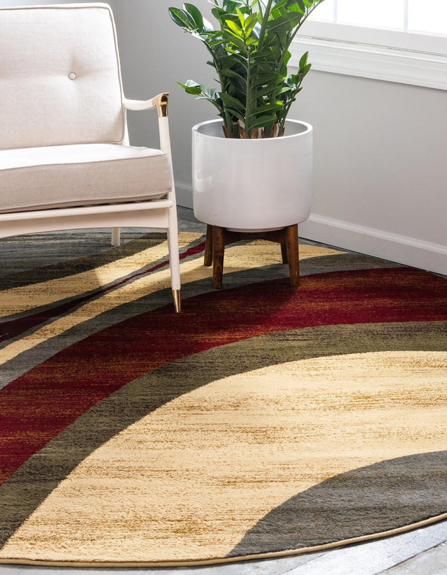 Beige 5' 3 x 5' 3 Barista Round Area Rug 100% Polypropylene Abstract Modern Geometric Carpet for Living Room Dining Office Dorm Room Decor for Sale at Rug Engine