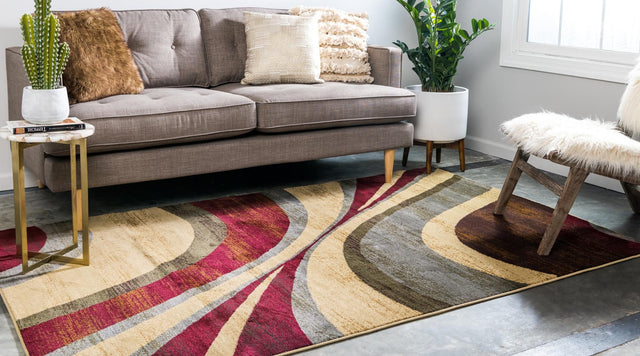 Beige 5' 3 x 8' Barista Rectangle Area Rug 100% Polypropylene Abstract Modern Geometric Carpet for Living Room Dining Office Dorm Room Decor for Sale at Rug Engine