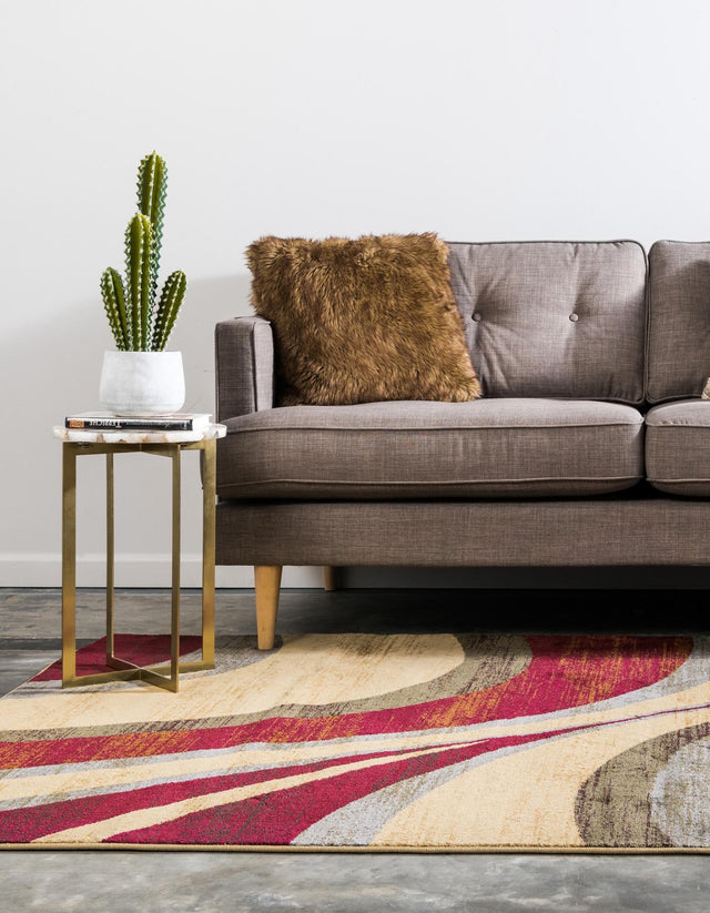 Beige 7' 1 x 10' Barista Rectangle Area Rug 100% Polypropylene Abstract Modern Geometric Carpet for Living Room Dining Office Dorm Room Decor for Sale at Rug Engine