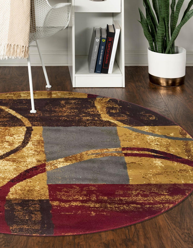 Multicolor 10' x 10' Barista Round Area Rug 100% Polypropylene Abstract Modern Geometric Carpet for Living Room Dining Office Dorm Room Decor for Sale at Rug Engine
