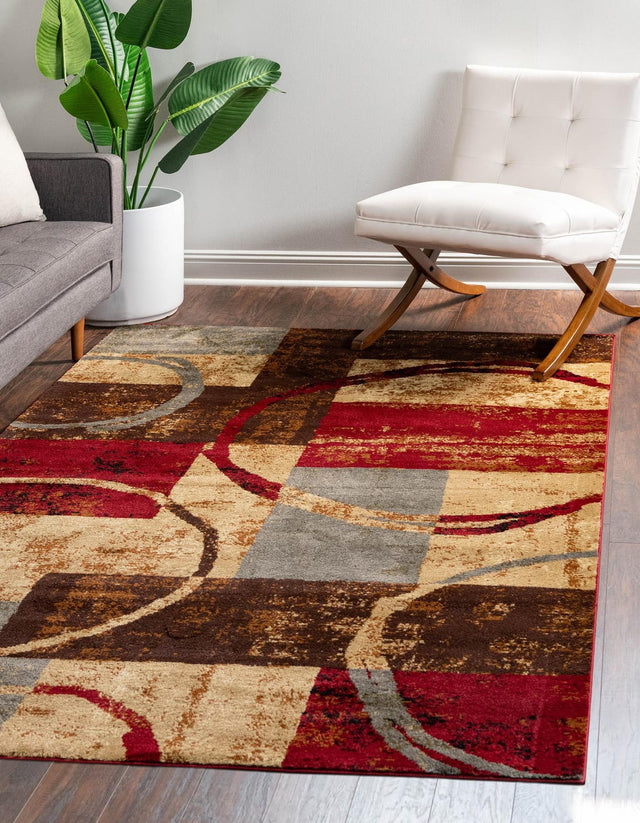 Multicolor 5' 3 x 7' 1 Barista Rectangle Area Rug 100% Polypropylene Abstract Modern Geometric Carpet for Living Room Dining Office Dorm Room Decor for Sale at Rug Engine