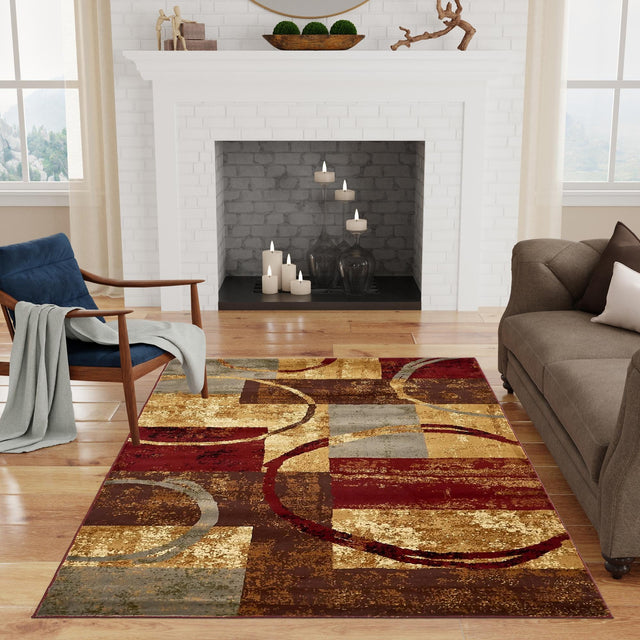 Multicolor 5' 3 x 7' 1 Barista Rectangle Area Rug 100% Polypropylene Abstract Modern Geometric Carpet for Living Room Dining Office Dorm Room Decor for Sale at Rug Engine